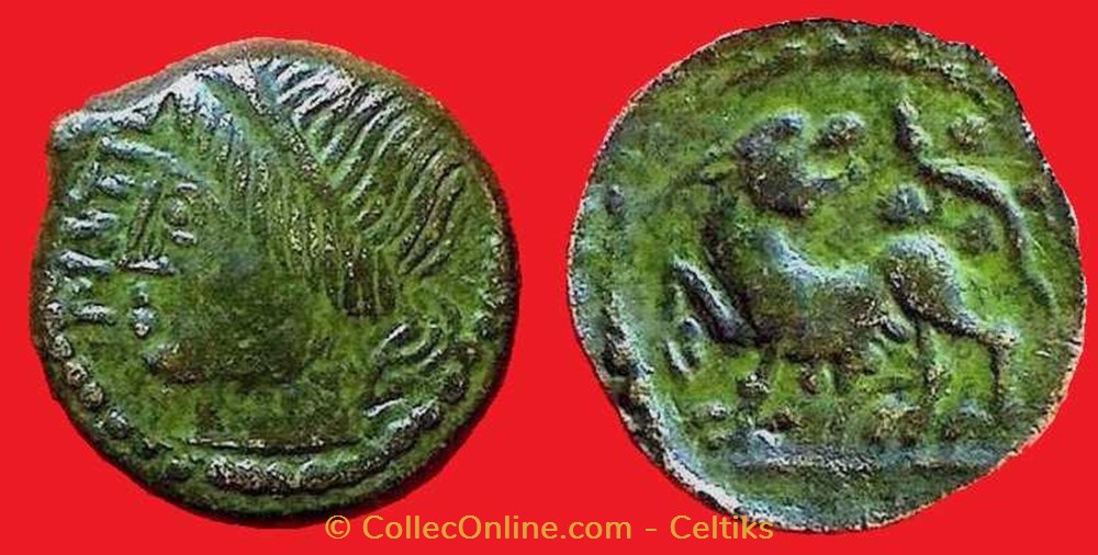 bronze PIXTILOS à la louve et au lézard monnaies antiques celtes bronze pixtilos a la louve et au lezard