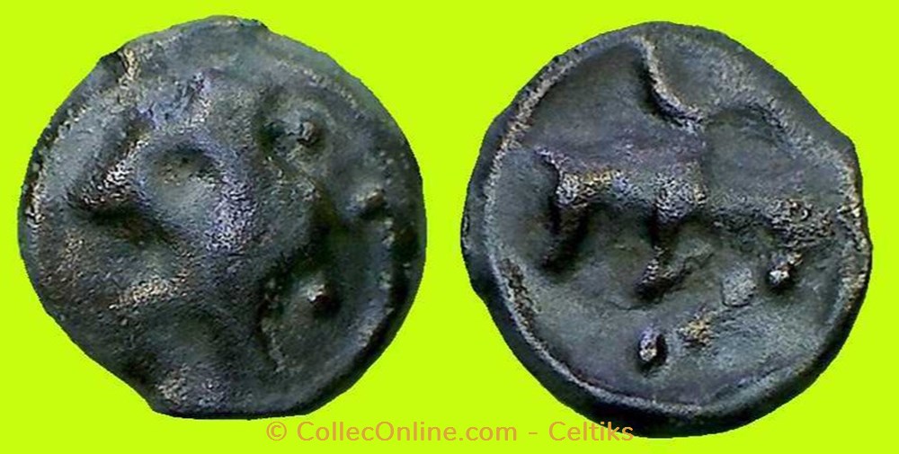 potin à la tête diabolique et aux globules monnaies antiques celtes potin a la tete diabolique et aux globules