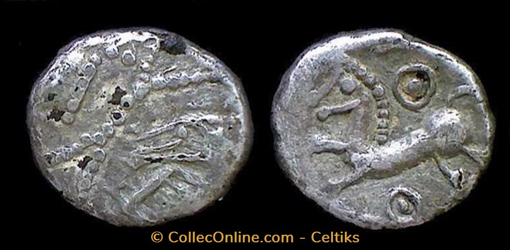 denier à la tête casquée - type 3 monnaies antiques celtes denier a la tete casquee type 3