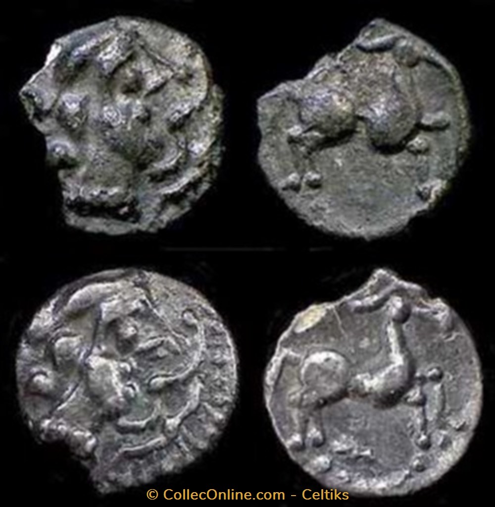 fraction tête à droite et au cheval * monnaies antiques celtes fraction tete a droite et au cheval