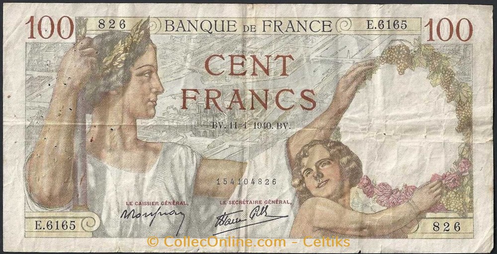 billets europe france 100 francs sully type 1942