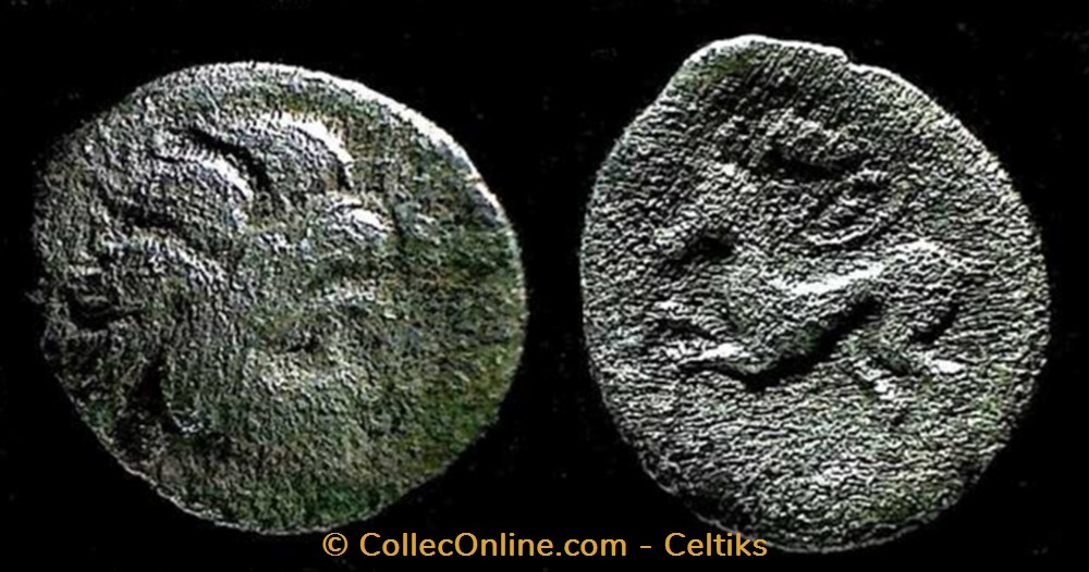 fraction au cheval et au bouclier - gauche monnaies antiques celtes fraction au cheval et au bouclier gauche