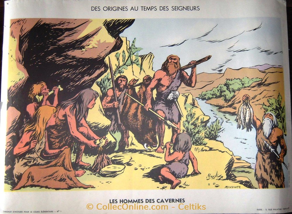 tableau d'école - les hommes des cavernes science enseignement tableau ecole les hommes des cavernes