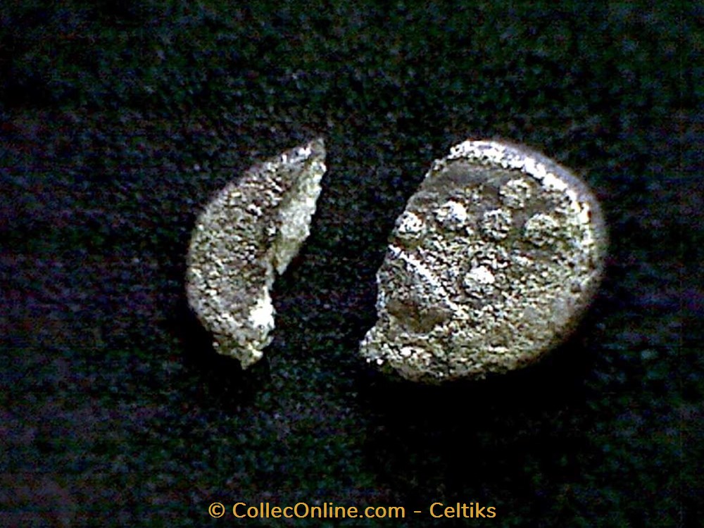 obole à la tête de bélier à gauche type du trésor " d'AURIOL " monnaies antiques celtes obole a la tete de belier a gauche type du tresor auriol