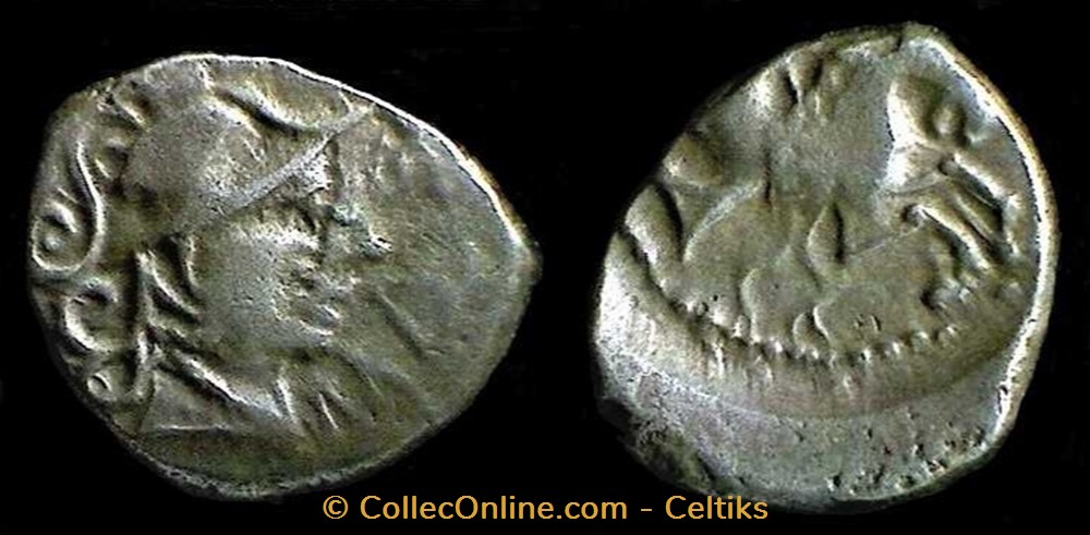 denier AMAGVS à l'hippocampe tête à droite monnaies antiques celtes denier amagvs a hippocampe tete a droite