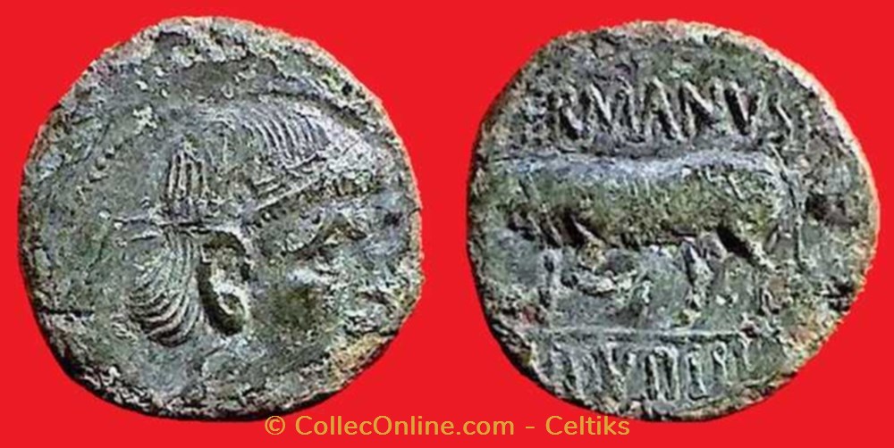 bronze GERMANVS INDVTILLI au taureau monnaies antiques celtes bronze germanvs indvtilli au taureau