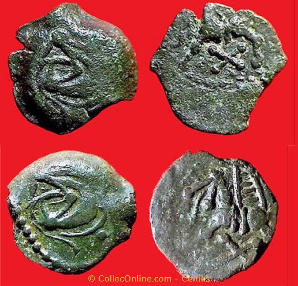 bronze au loup et au pégase au X * monnaies antiques celtes bronze au loup et au pegase au x