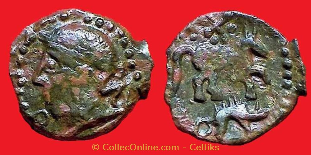 bronze au cheval et au sanglier * monnaies antiques celtes bronze au cheval et au sanglier