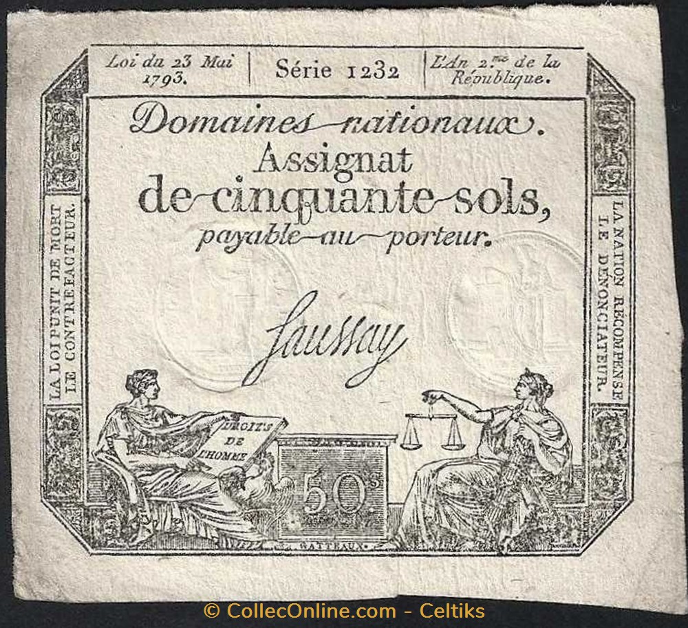 billets europe france assignat cinquante sols