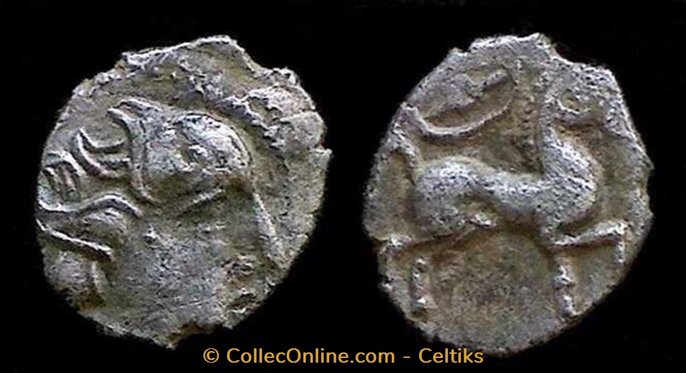 fraction au cheval et au bouclier - droite monnaies antiques celtes fraction au cheval et au bouclier droite