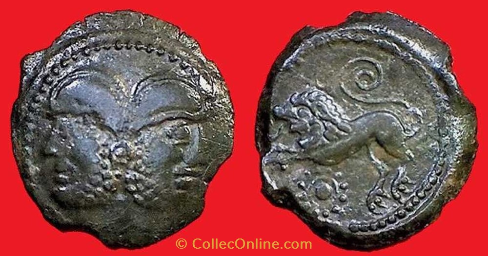 bronze à la tête janiforme a monnaies antiques celtes bronze a la tete janiforme a