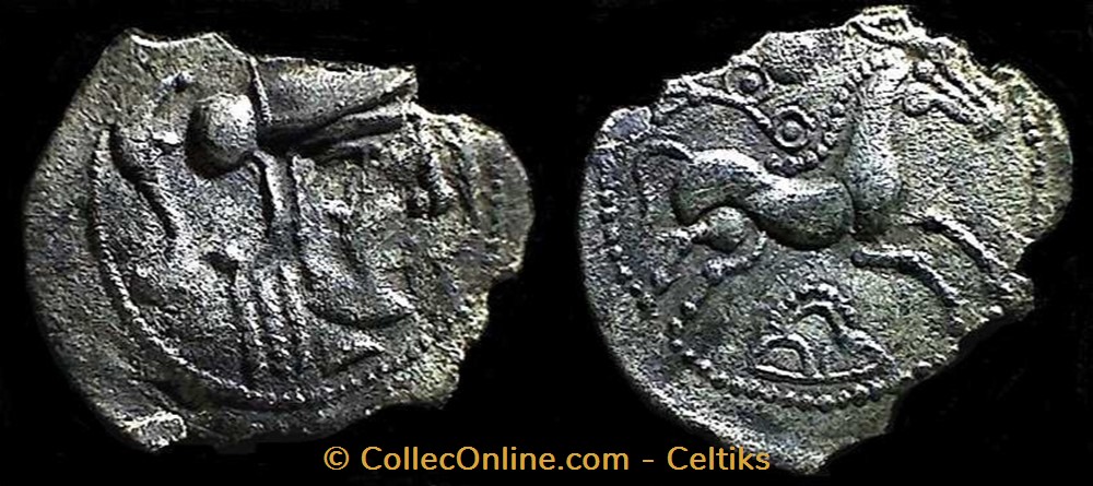 monnaies antiques celtes quinaire a la tete casquee au fleuron