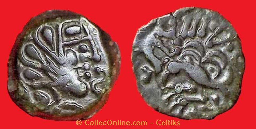 bronze à l'oiseau - classe 7 b var monnaies antiques celtes bronze a oiseau classe 7 b var