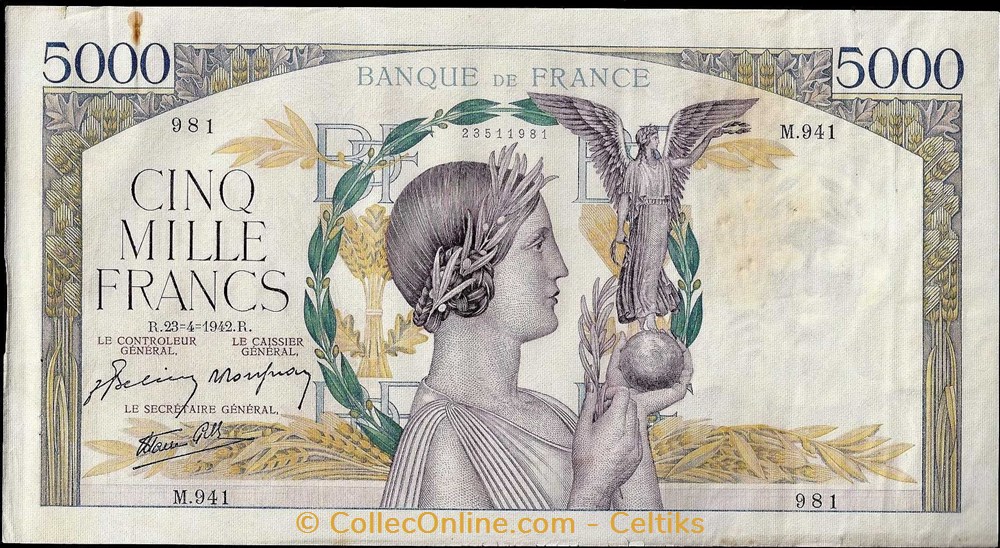 billets europe france 5000 francs victoire type 1934