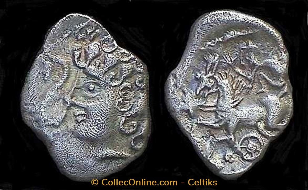 monnaie antique av jc ap gauloise serie46 dt 351 quinaire au cheval et a la roue