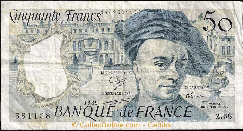 50 francs ( QUENTIN DE LA TOUR ) - type 1976 billets europe france 50 francs quentin de la tour type 1976