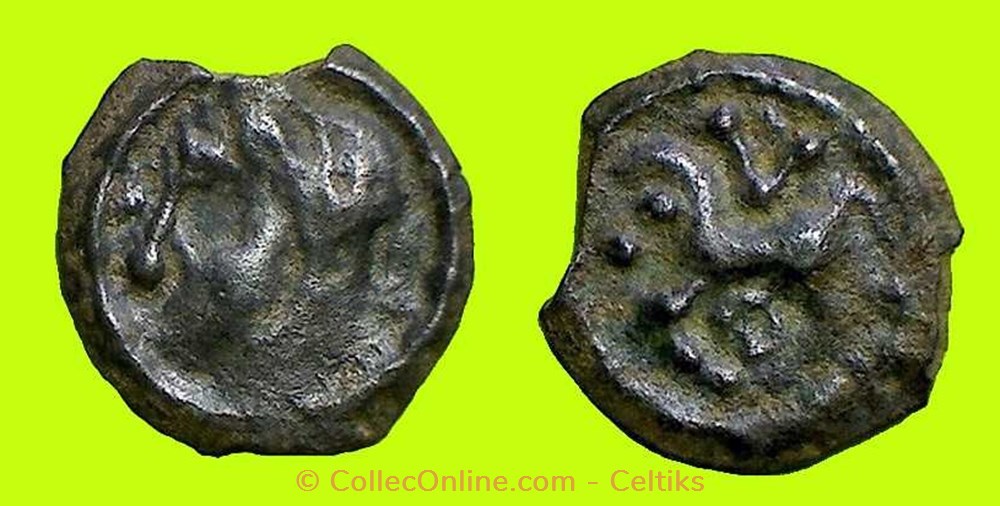 monnaies antiques celtes potin aux meches aquatique et au cheval