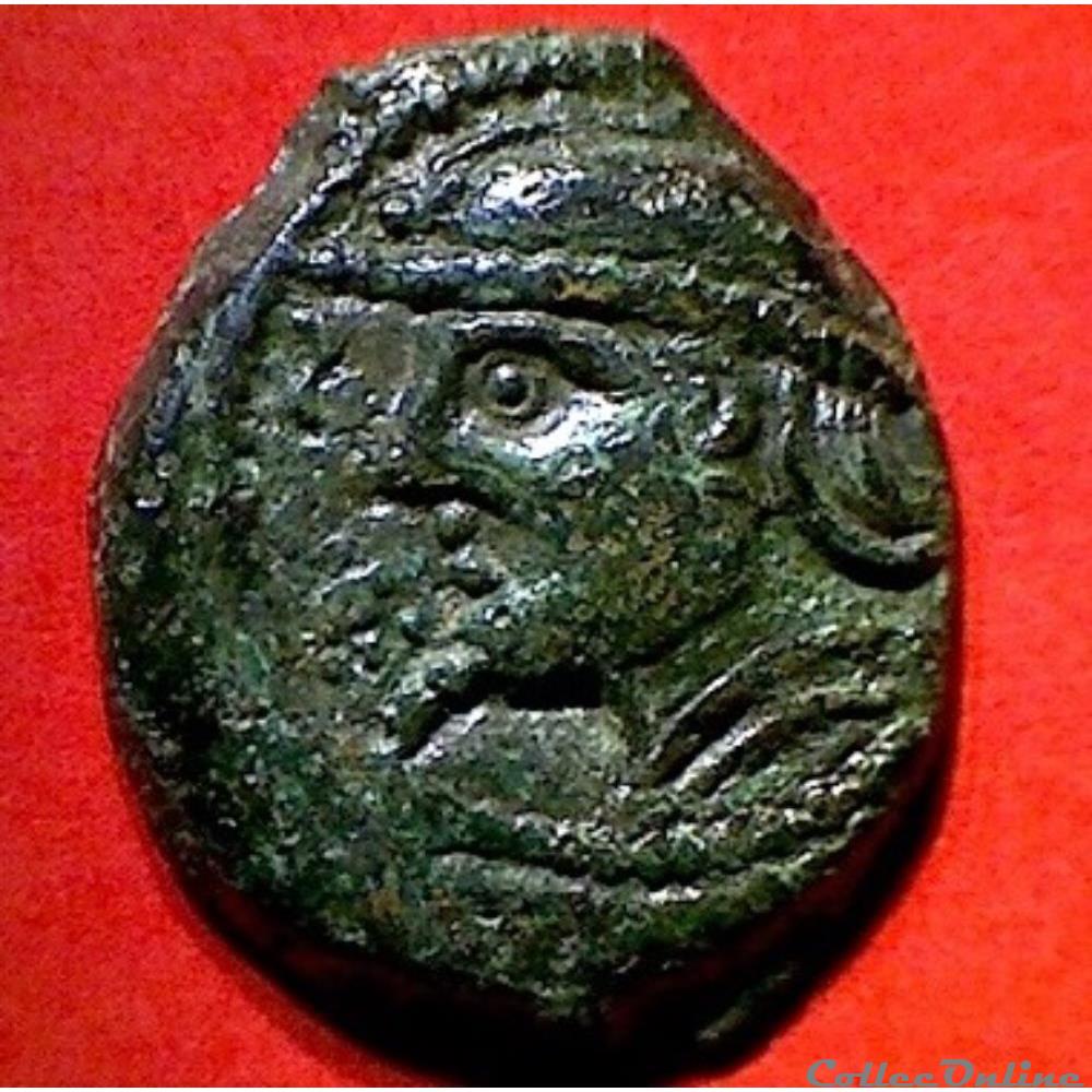 série 63 DT 557 var bronze CRICIRV barbu à l'S et annelet perlé monnaie antique gauloise serie 63 dt 557 var bronze cricirv barbu a s et annelet perle