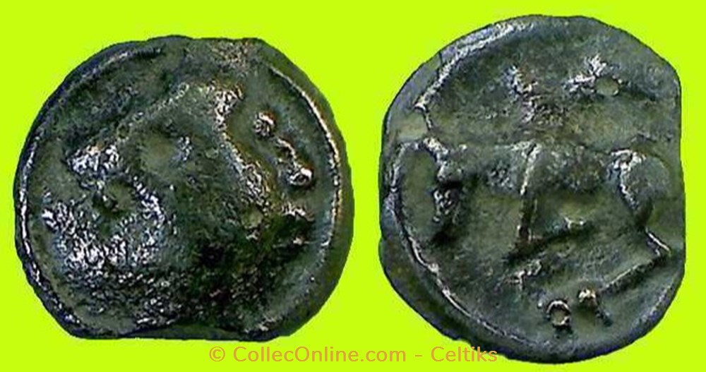 monnaies antiques celtes potin a la tete diabolique et aux globules