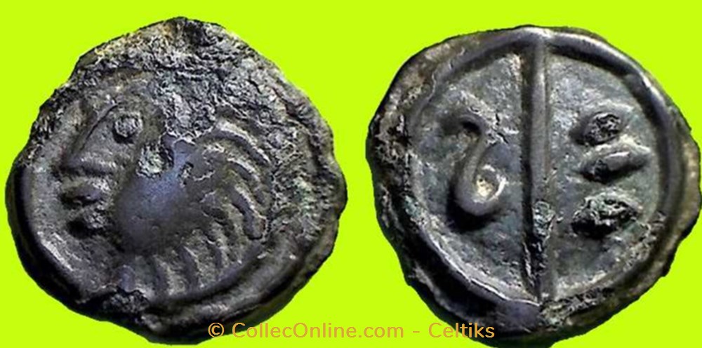 monnaies antiques celtes potin aux chevrons tete hirsute