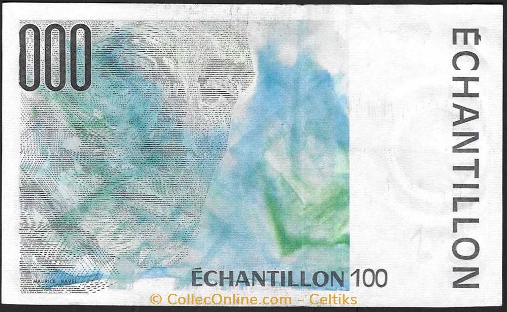 échantillon 100 francs RAVEL billets europe france echantillon 100 francs ravel