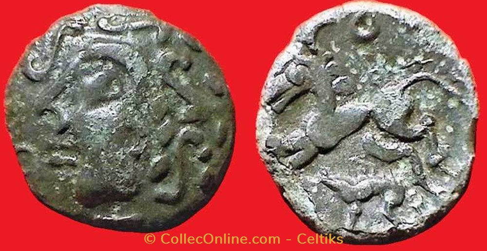 bronze au cheval et au sanglier - a monnaies antiques celtes bronze au cheval et au sanglier a