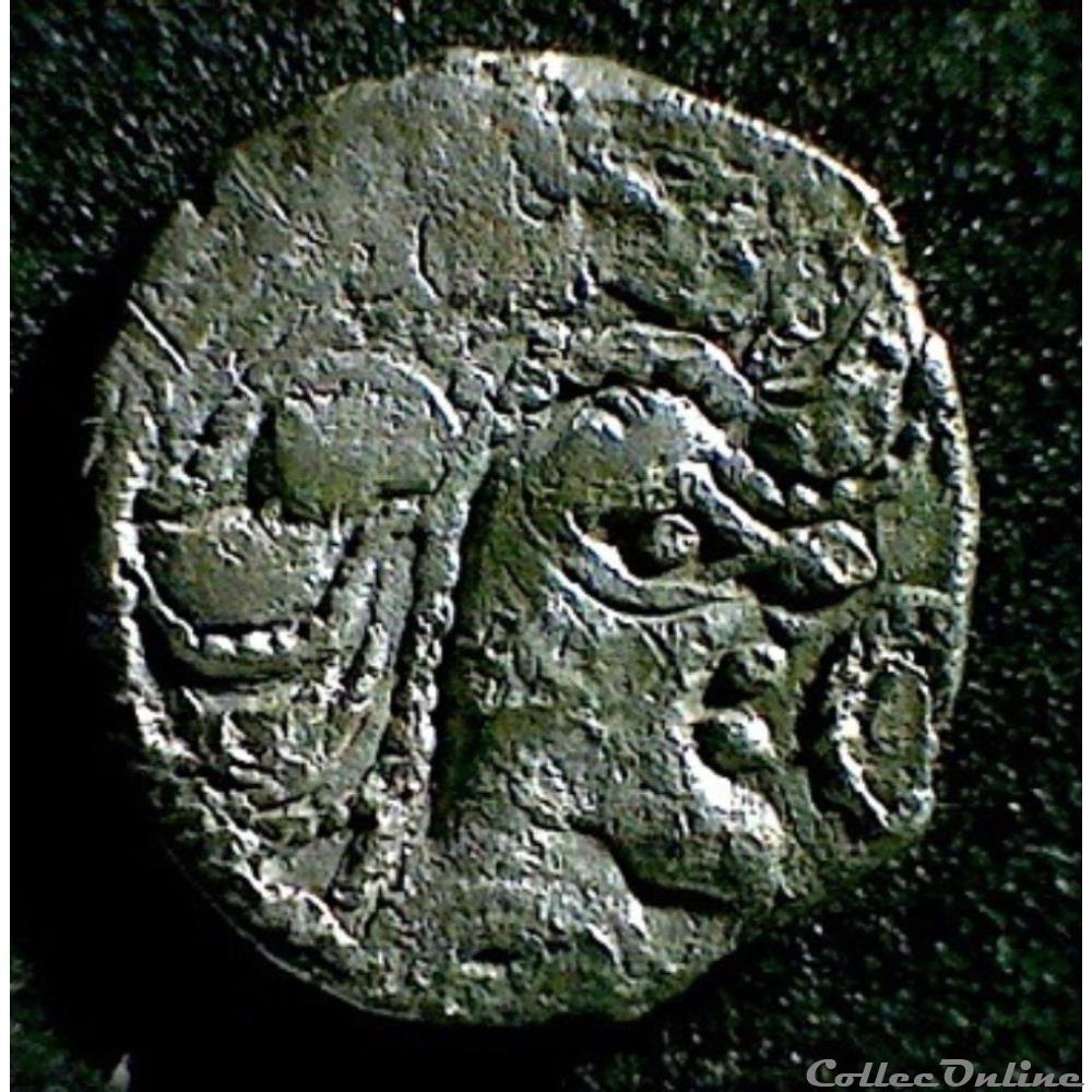 quinaire au profil luniforme et au trefle monnaie antique gauloise quinaire au profil luniforme et au trefle