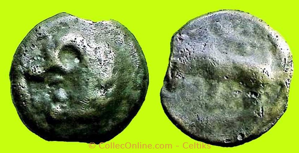 potin à la tête diabolique - cl 5 monnaies antiques celtes potin a la tete diabolique cl 5