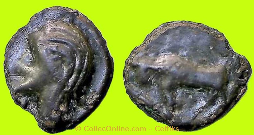 potin tête casquée et au taureau monnaies antiques celtes potin tete casquee et au taureau