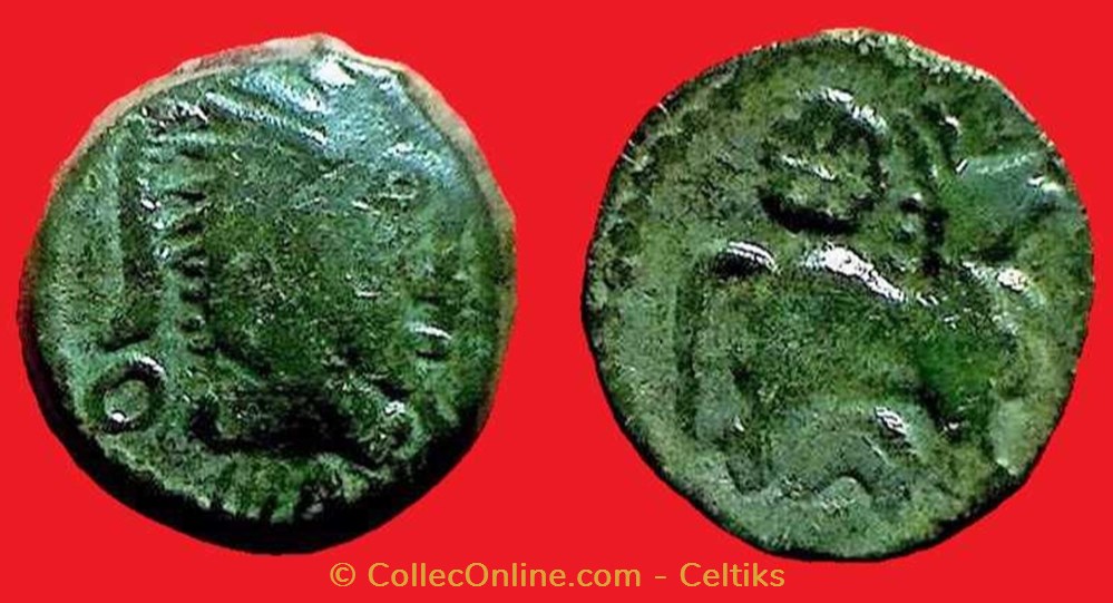 bronze EIVICIACOS au taureau et à l'épi monnaies antiques celtes bronze eiviciacos au taureau et a epi
