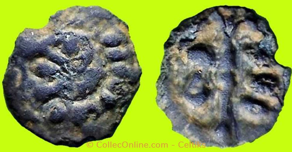 monnaies antiques celtes potin aux chevrons tete hirsute aux petites meches d