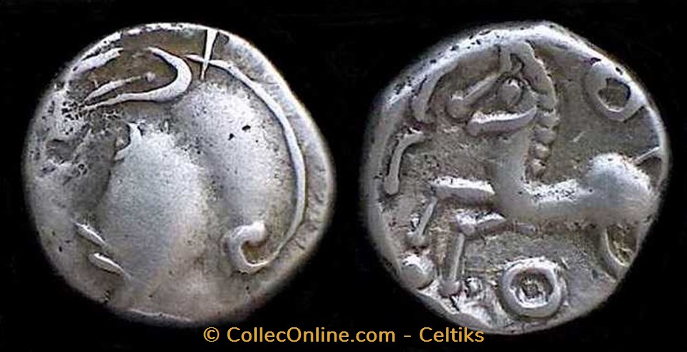 denier à la tête casquée - type 4 monnaies antiques celtes denier a la tete casquee type 4