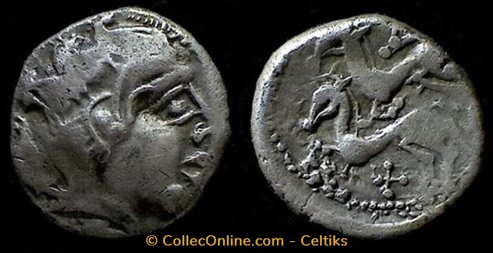 drachme aux deux chevaux et au triskèle monnaies antiques celtes drachme aux deux chevaux et au triskele