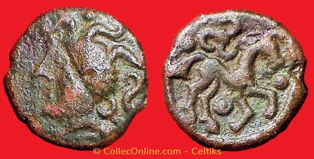 bronze au cheval aux annelets et au triskèle monnaies antiques celtes bronze au cheval aux annelets et au triskele