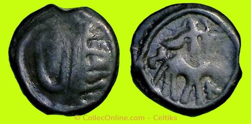 potin SECISV au génie ailé monnaies antiques celtes potin secisv au genie aile
