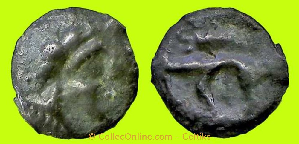 potin à la tête chevelue et au sanglier monnaies antiques celtes potin a la tete chevelue et au sanglier