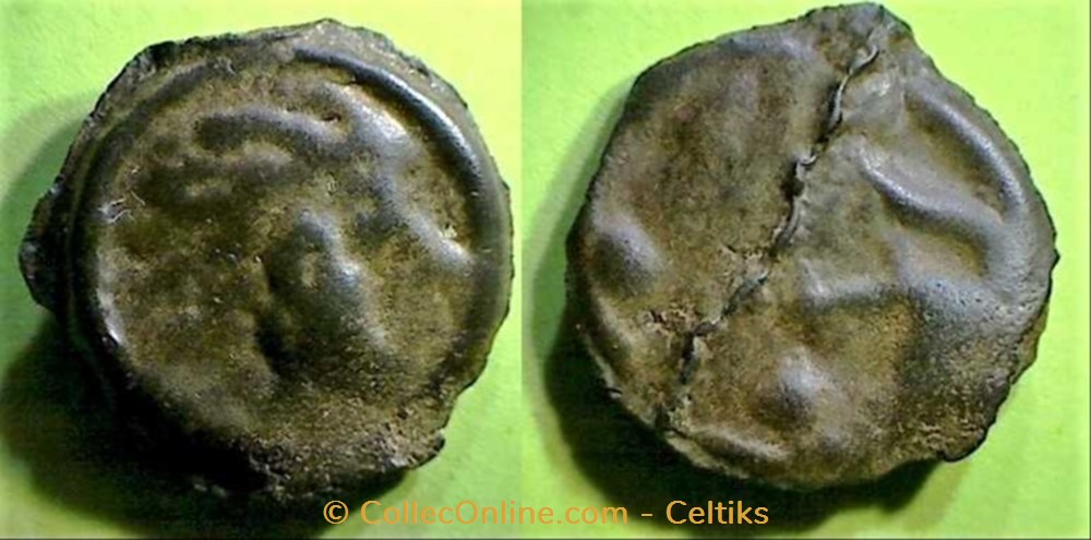 moule cassé - potin à la tête d'indien monnaie antique av jc ap gauloise moule casse potin a la tete indien