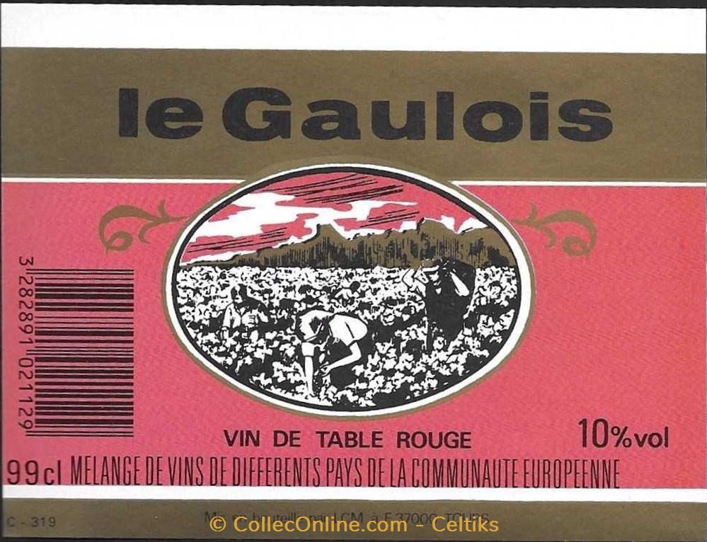 vin - " le gaulois " 5 art de la table argenterie bistrot alimentation etiquettes vin le gaulois 5