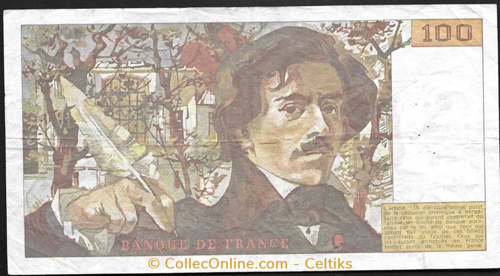 billets europe france 100 francs delacroix type 1978 modifie