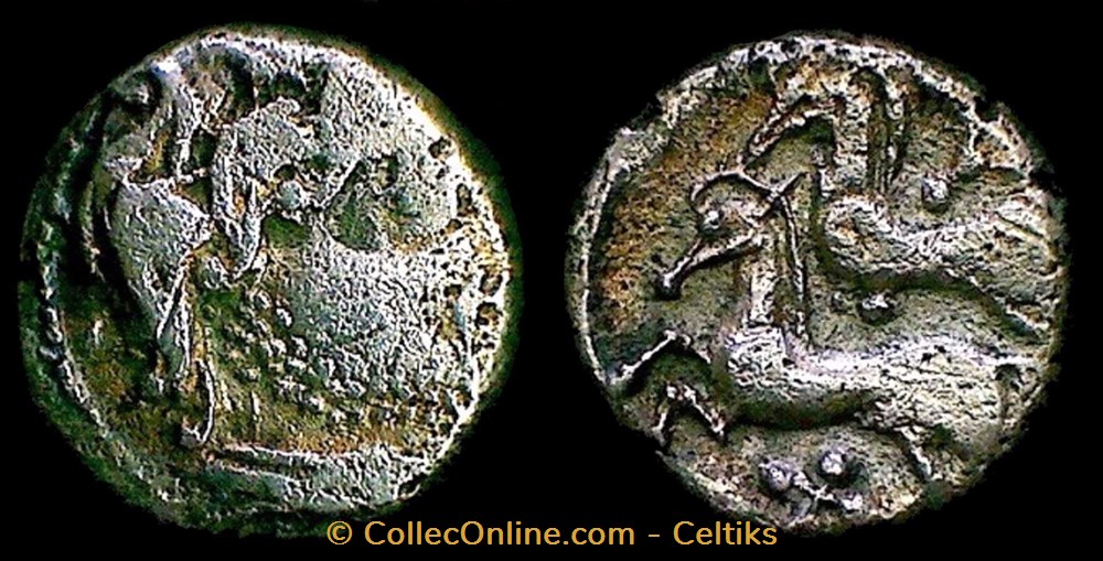monnaies antiques celtes drachme aux deux chevaux tete barbue