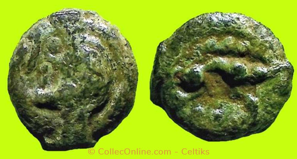 potin à la tête réaliste et au sanglier monnaies antiques celtes potin a la tete realiste et au sanglier