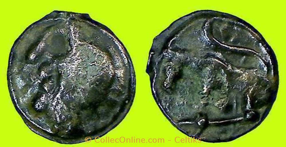 potin à la tête diabolique - cl 5 var monnaies antiques celtes potin a la tete diabolique cl 5 var