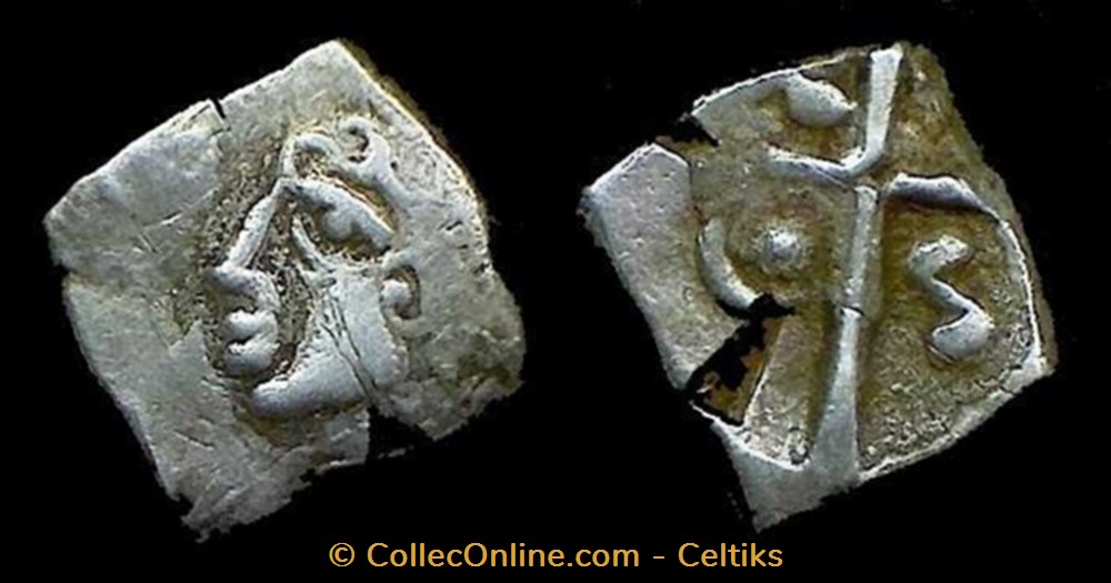 drachme à la tête bouclée du Causé monnaies antiques celtes drachme a la tete bouclee du cause