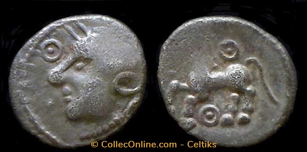 denier à la tête casquée - type 5 monnaies antiques celtes denier a la tete casquee type 5