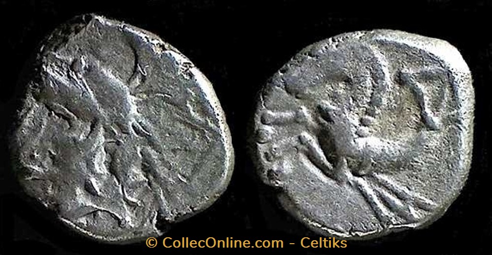 denier à l'hippocampe tête à gauche monnaies antiques celtes denier a hippocampe tete a gauche
