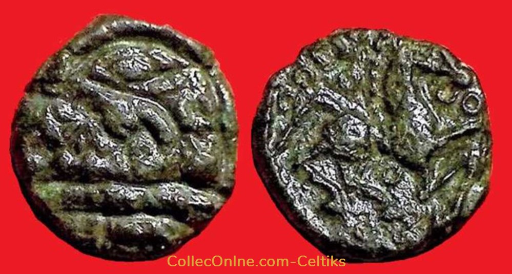 quart de statère en bronze tête à gauche monnaies antiques celtes quart de statere en bronze tete a gauche