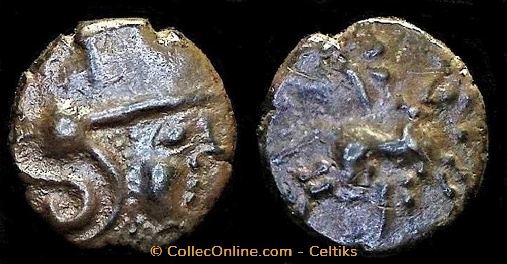 quinaire à la tête casquée à droite et aux carnyx monnaies antiques celtes quinaire a la tete casquee a droite et aux carnyx