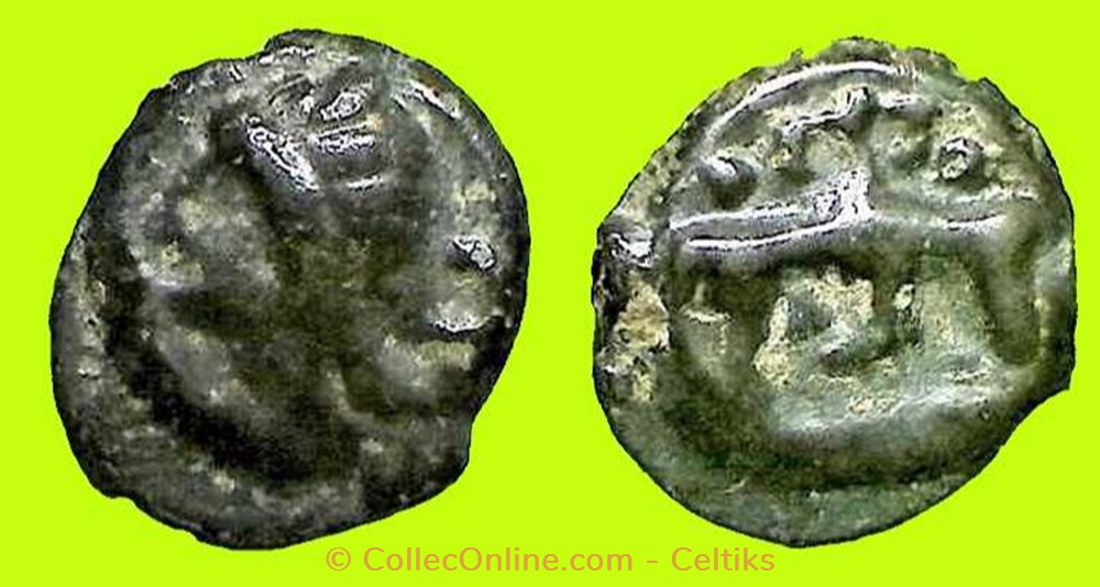 potin au taureau et au lys - b monnaies antiques celtes potin au taureau et au lys b