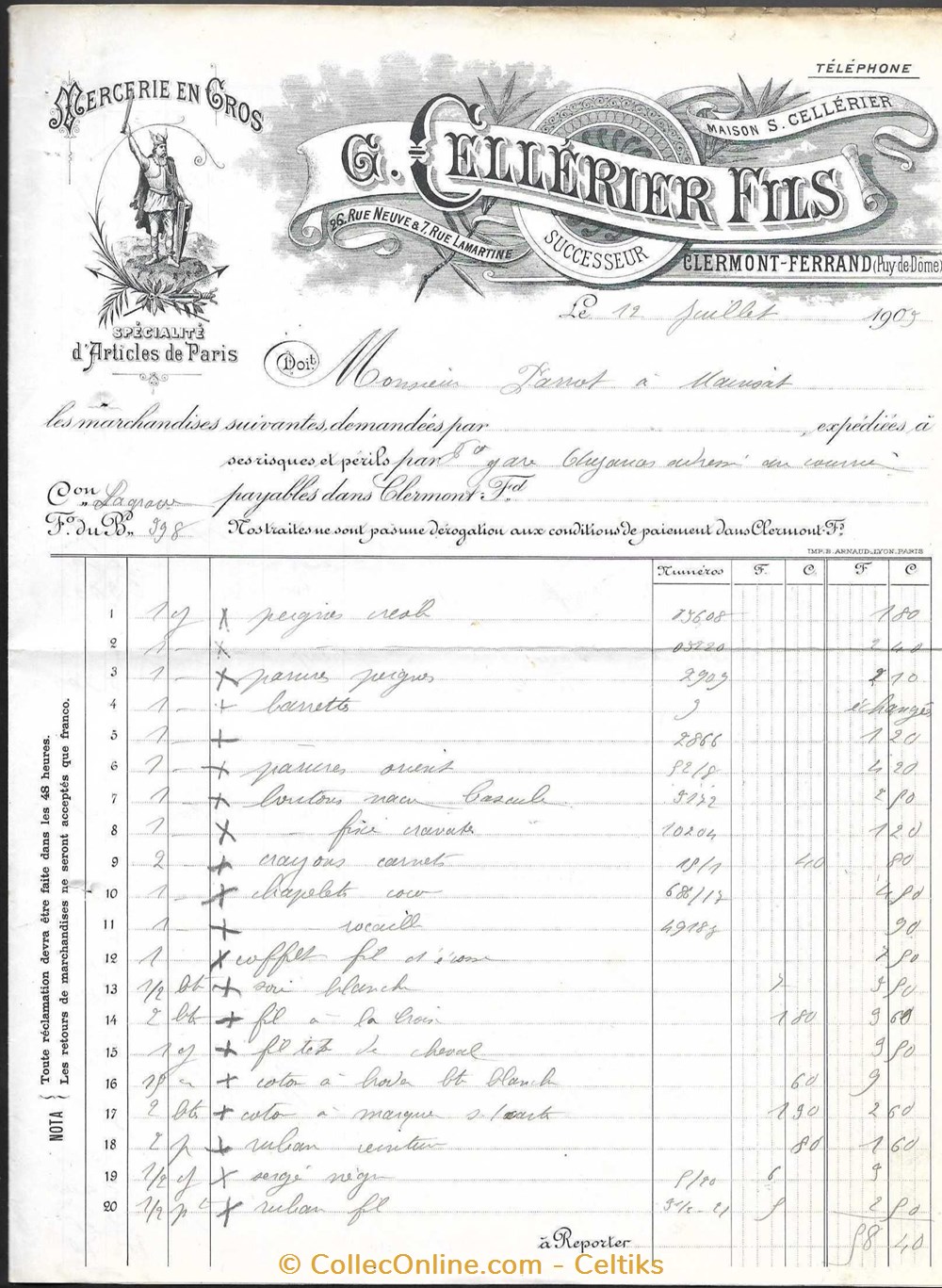 facture - Q.CEILLERIER FILS documents anciens factures commerciaux facture q ceillerier fils