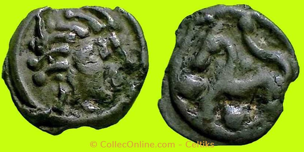 potin à la tête d'indien * monnaies antiques celtes potin a la tete indien